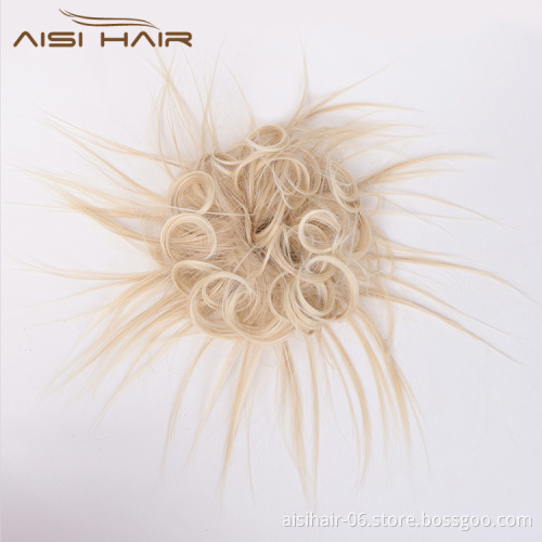 Aisi Hair Multi Color Curly Chignon Bun Pad Chignon Elastic Band Ribbon Ponytail Rope Rubber Hairpiece Extension For Women